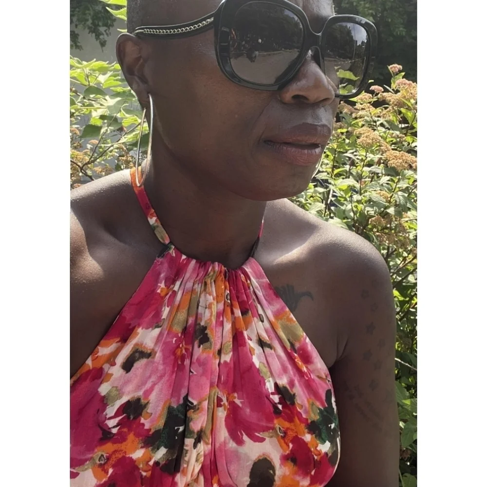 J.Crew Halter-neck cross-back dress in floral cotton voile